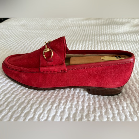 Vintage Red Suede Horsebit Loafers - Picture 4 of 6